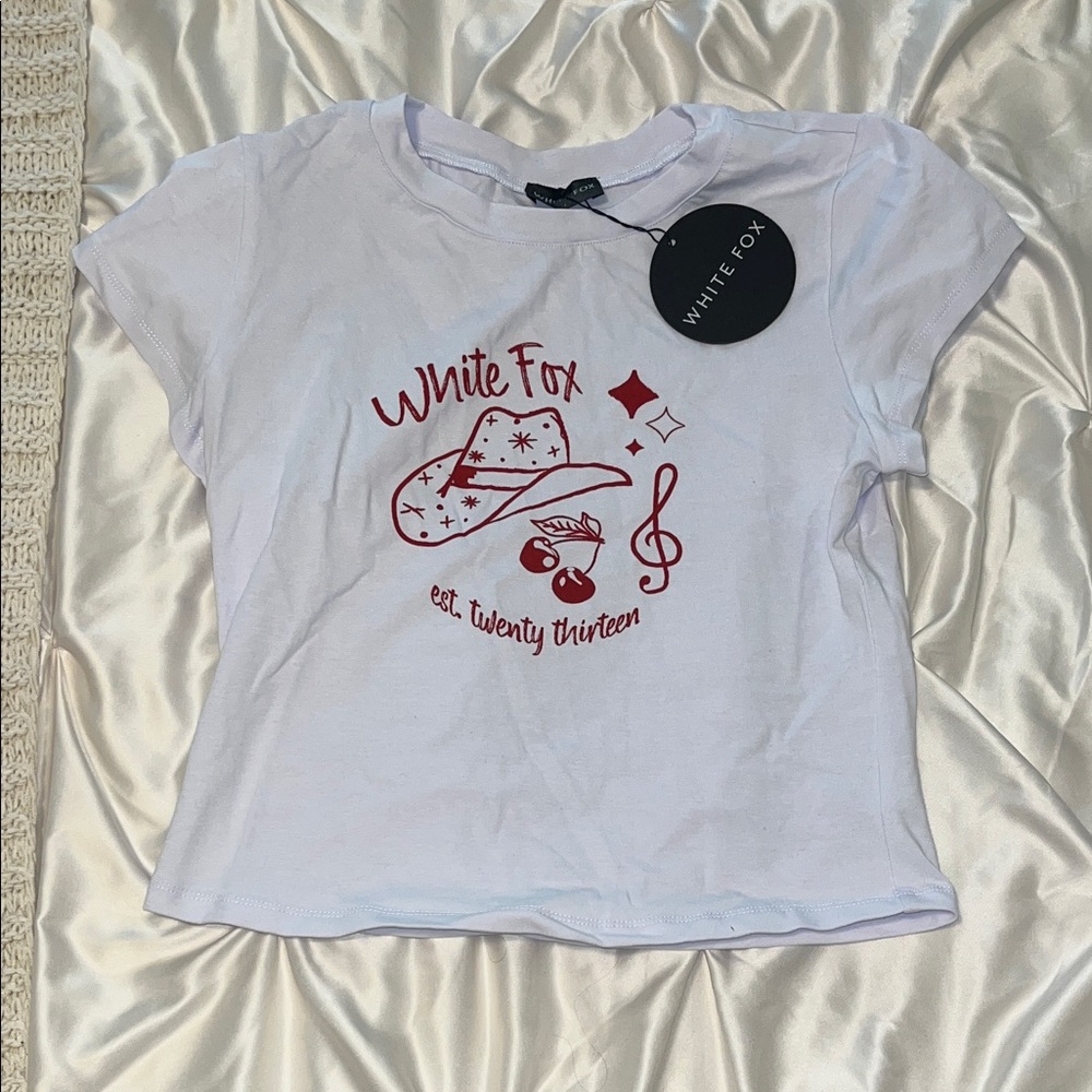 White Fox graphic crop top
